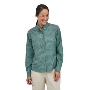 PATAGONIA WOMEN'S LONG-SLEEVED SOL PATROL SHIRT next wave: upwell blue small New